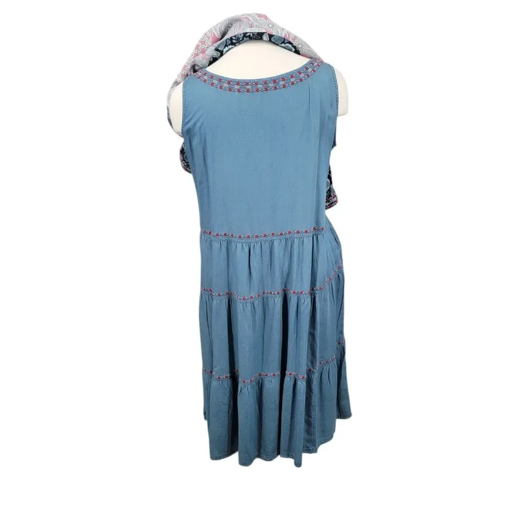 John Mark Sleeveless Tiered Dress & Printed Kimono Bolero Set Plus Size NEW